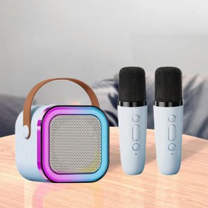 FM Portable Karaoke Bluetooth Speaker with Wireless Microphone LED Light Rechargeable FM Radio Mini Party Speaker Home Videoke Outdoor Karaoke Machine