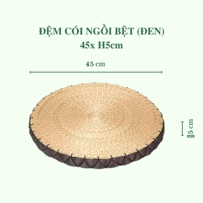 Nệm cói màu be/ đen - Đệm ngồi bệt yoga ngồi thiền cao cấp