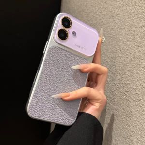 NOBLELUX Litchi Pattern Phone Case with Hanging Holes Matte Textur Phone Cover Luxury Glass Large Window Phone Shockproof Case for iPhone17 ProMax/17 Pro Phone Protection