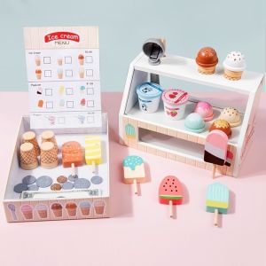 Ice Cream Bar Counter Wooden Toys Children Preschool Kids Play Birthday Gift Toy Gift Idea