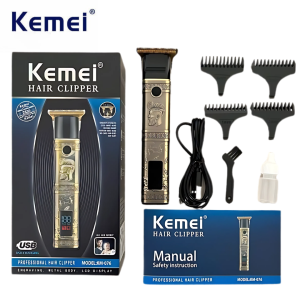 KEMEI Precision Lithium-Ion Cordless Hair Clipper with LED Display Rechargeable Trimmer for Precision Grooming KM-076