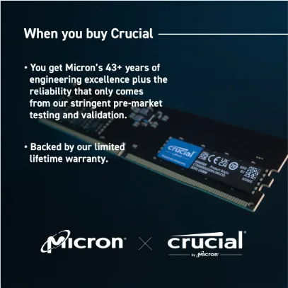 Crucial 64GB Kit (2 x 32GB) DDR5 4800mhz 4800 mhz DIMM RAM for