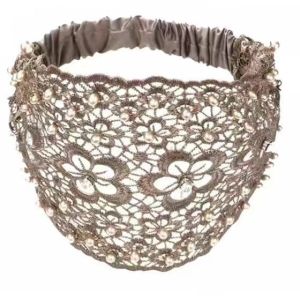 1 PCS Hollow Headband Pearl Lace Embroidered Wide Edge Compression Headband Pearl Hair Band Cover