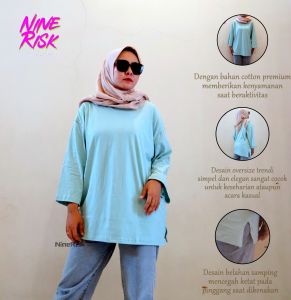 Oversize basic polos wanita ninerisk mint shirt kaos atasan wanita trending baju viral selebgram kasual kaos wanita terbaru 2022 baju hijab simple
