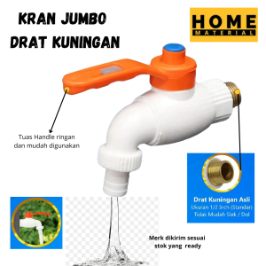 Kran air tembok taman 1/2 inch pvc Kran drat kuningan jumbo engkol drat tuas besi