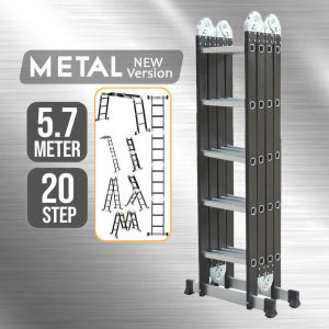 12/16/20/24 Step Black Metal Multipurpose Ladder Folding ladder Tangga Lipat Besi Double Sided Ladder Thick Metal