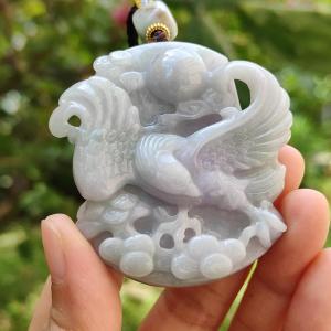 Lavender Natural Type A Jadeite Pendant crafted with Eagle meaning win good for businesse majesty power and freedrom certificate weight 75.8150 gram 57 * 54.20 * 15.10 mm (pendant111)