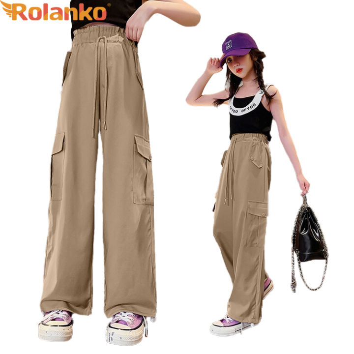 Rolanko Girls Casual Korean Trousers Kids Students Jogger Sport Hip Hop ...