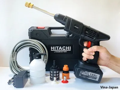 [VOUCHER 8%] Máy rửa xe Hitachi 199V - Máy xịt rửa sân vườn Máy xịt rửa cao áp có tạo bọt tuyết tặng kèm bình tạo bọt. bảo hành 12 tháng