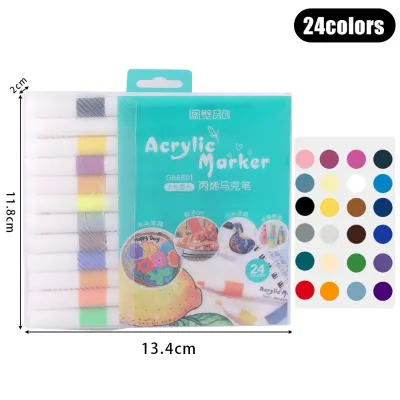 12/24/36/48pcs Acrylic Marker Rock Painting Kit for Kids Children Stone Paint Pens Set Premium Acrylic Paint Pen Ceramic Wood DIY Crafts Marker Pen
