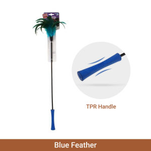 GiGwi Feather Teaser Series - Cat Wand Teaser with Natural Feather & TPR Handle