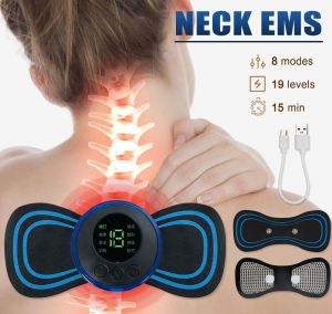 EMS Elektrik Pemijat Leher Mini Servikal Punggung Otot Pengurang Rasa Sakit Patch Portabel Massage Stimulator Pemijat Pinggang Portabel Gel Pad Stiker Ramping [ COD ]