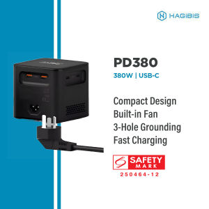 HAGIBIS PD380 380W GaN 8-Port Charger - GaN Technology Built-in Fan & Ventilation Compact Design Dual 140W USB-C PD 3.1 Ports UK Plug