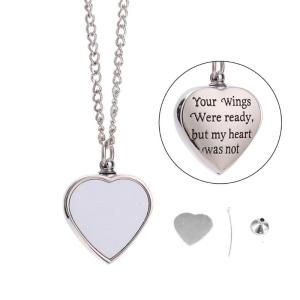 Cremation for Ashes Pendant Sublimation Pet Heart Urn Necklace Memorial Keepsake for Pet/Dogs Ashes