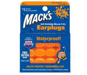 [SG] Macks Children Earplugs Moldable Soft Silicone Kids Ear Plugs MACKS Swimming Travel Protection