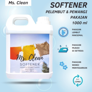 Pewangi Pengharum Baju Ms clean Softener Pelembut Pakaian Laundry 1 Liter Tahan Lama