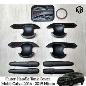 Paket Variasi Outer Pintu Handle Tank Cover Mobil Calya 2016 - 2024 Hitam Isoka
