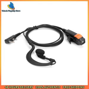 Vktech PU Wired Walkie Talkie Headset K-Plug Walkie Talkie Headset Earphones Dual PTT G Type with Microphone for Kenwood Baofeng 888S TYT