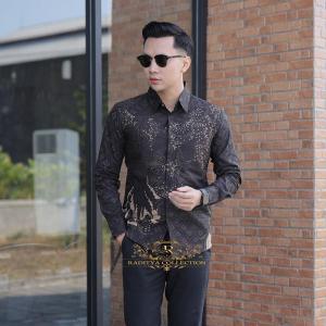 Kemeja Batik Pria Kasual Modern Baju Batik Cowok Kekinian Motif Artomoro Baju Batik Pria Slimfit Lengan Panjang Full Furing Premium