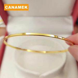 【CANAMEK】 Titanium Steel Simple Plain Circle Thin Bangle For Women Vintage Bracelet Jewelry Pary Gift