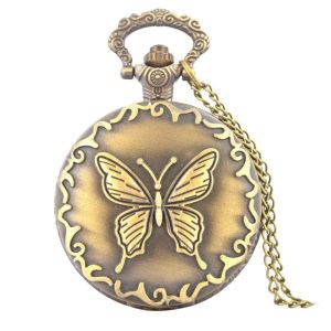FEELDG Flip With Necklace Vintage Fob Watches Pocket Steampunk Pocket Watch