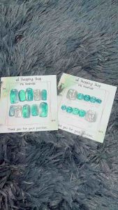 เล็บปลอมงานเซ็ตมือ-เท้า พร้อมติดสีลูกแก้วกาแล็กซีติดอะไหล่สีสวยวิ้งวับมากเล็บเจลแท้💯%🆓กาวตะไบ