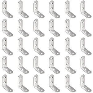 【HRFS】 L Shaped Right Angle Bracket with Screw Furniture Joint Bracket Stainless Steel for Particle Boards Tables Beds Chairs