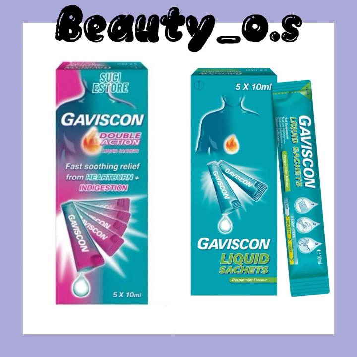 GAVISCON LIQUID SACHETS 10MLx5'S - DOUBLE ACTION / PEPPERMINT | Lazada