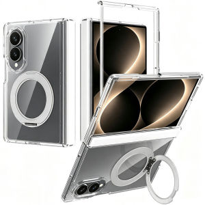 [fit for Magsafe] 360 Magnetic Kickstand Clear Hard Case for Samsung Galaxy Z Fold 8 CaseHinge ProtectionShockproof Armor Anti-Yellow Slim Phone Case