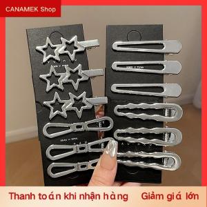 CS 3pcs bạc kim loại mỏ vịt Clip phụ nữ tóc Clips Side bangs phụ nữ phụ nữ barrettes tóc phụ kiện