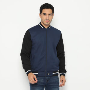 d&f CVC Jaket Pria Bomber - Navy Hitam
