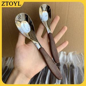 ZTOYL  Thép không gỉ muỗng với giả gỗ hạt xử lý Nhà Bếp Bộ đồ ăn đồ ăn bữa ăn tối tráng miệng gạo súp thìa tiện ích