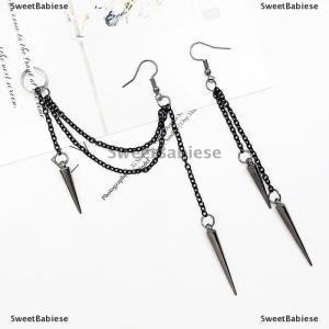 [COD] SweetBabiese Men Retro Black Tassel Chain Long Earrings Punk Earrings Hiphop Earrings For Women Gothic Party Jewelry