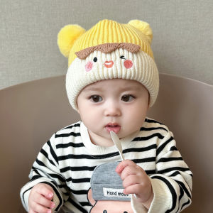 Autumn and winter cute large brim wool cap baby bear thickened warm cap