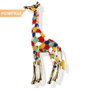 【PCWFKef】 เข็มกลัดยีราฟเคลือบสำหรับผู้หญิงเข็มกลัดติดเสื้อรูปสัตว์ของขวัญน่ารัก