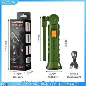 [COD] LED Work Light Rechargeable Flashlight with Magnetic Base and Hook Waterproof Inspection Lamp for Home Car Maintenance
