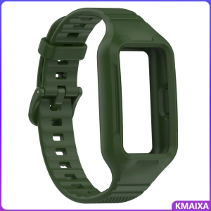 Silicone Strap Case for Huawei Band 10 8 9 7 Texture 2 In 1 Screen Protector Bumper Cover Sport Band for Tali Jam Tangan Smartwatch for Huawei Band