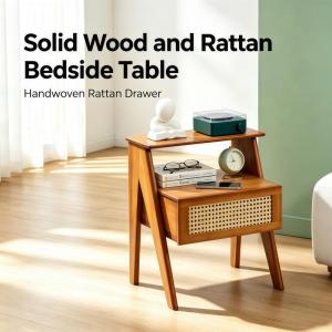 Solid Wood Nightstand Bedside Cabinet No Installation Floor Standing Household Minimalist Modern Storage Organizer