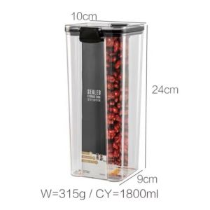 K.1pcs Seal cans Cereal Storage Container Airtight Food Fresh Box Square Clear Sealed Jar Food Sacks Food storage box