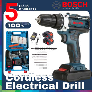 Bosch Cordless Hammer Drill Set Electric Hand Drill Screwdriver with 2 Batteries 32 Piece Set