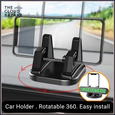 360° Plat Nombor Parking Pemegang Telefon Kereta | 360° Rotation & Parking Number Plate | Dashboard Mount