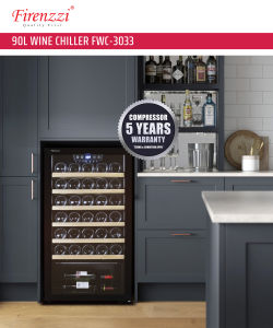 (30-33 bottles) Firenzzi 90L Wine Chiller FWC-3033 FREE Wine Leather Case (With Bubble Wrapping + Fragile Sticker)