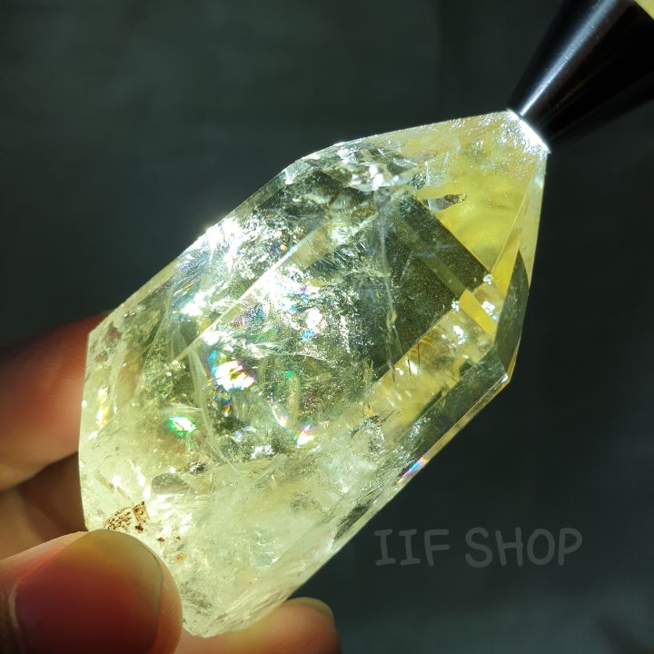 NATURAL Blue needle citrine pointer-33.1mmX61.3mm X 92g / 蓝针黄