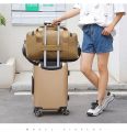 HY BAG #4008 FASHION WOMEN'S DURABLE CANVAS WEEKENDER BAG WITH WATERPROOF LINING TRAVEL BAG. 