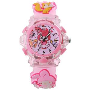 Sanrio Kuromi Cinnamoroll Girls Watch with Glowing Light 3D Silicone Strap Cartoon Analog Quartz Wristwatch