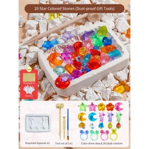 DREAMToy Simulasi Mainan Arkeologi Realistis Mainan Penggalian Fosil Batu Permata Mainan Pendidikan Anak