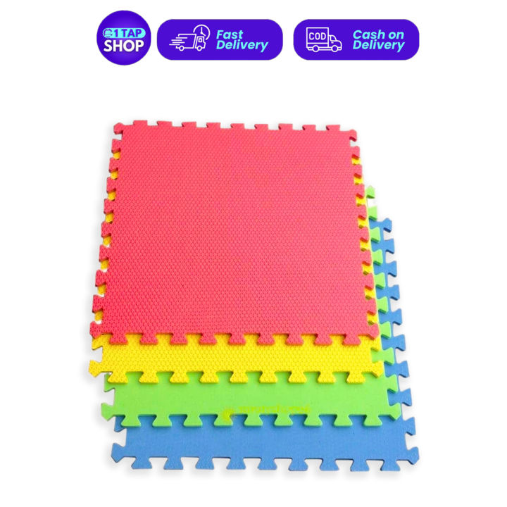 1Tap 10 Pcs Kids Puzzle Mat 30 x 30 CM Exercise Play Mats Kiddie  Interlocking Rubber Mats Lazada PH