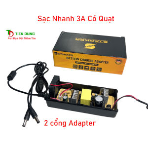 Sạc nhanh 21V - 3A STARKER cho pin Li-ion Có 2 Cổng Sạc Adapter có quạt mát và đèn báo đầy pin pin đầy tự ngắt
