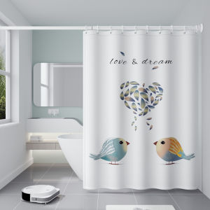 High Quality Bathroom Waterproof Shower Curtain Concentric Bird Pattern Printed Waterproof Shower Curtain Thickened Polyester Fabric Waterproof Partition Shower Curtain