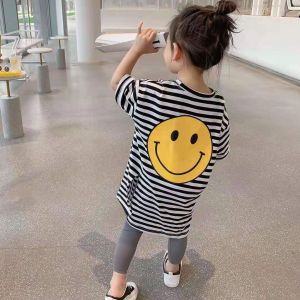 [PRINCESS KESLI] 1-9 Tahun Dress Kaos Anak Salur Smile Oversize Perempuan Bahan Katun Lengan Pendek Kids Bayi Nyaman